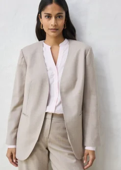 bonprix bonprix Americana sin cuello de suave mezcla de lana arena claro moteado Discount