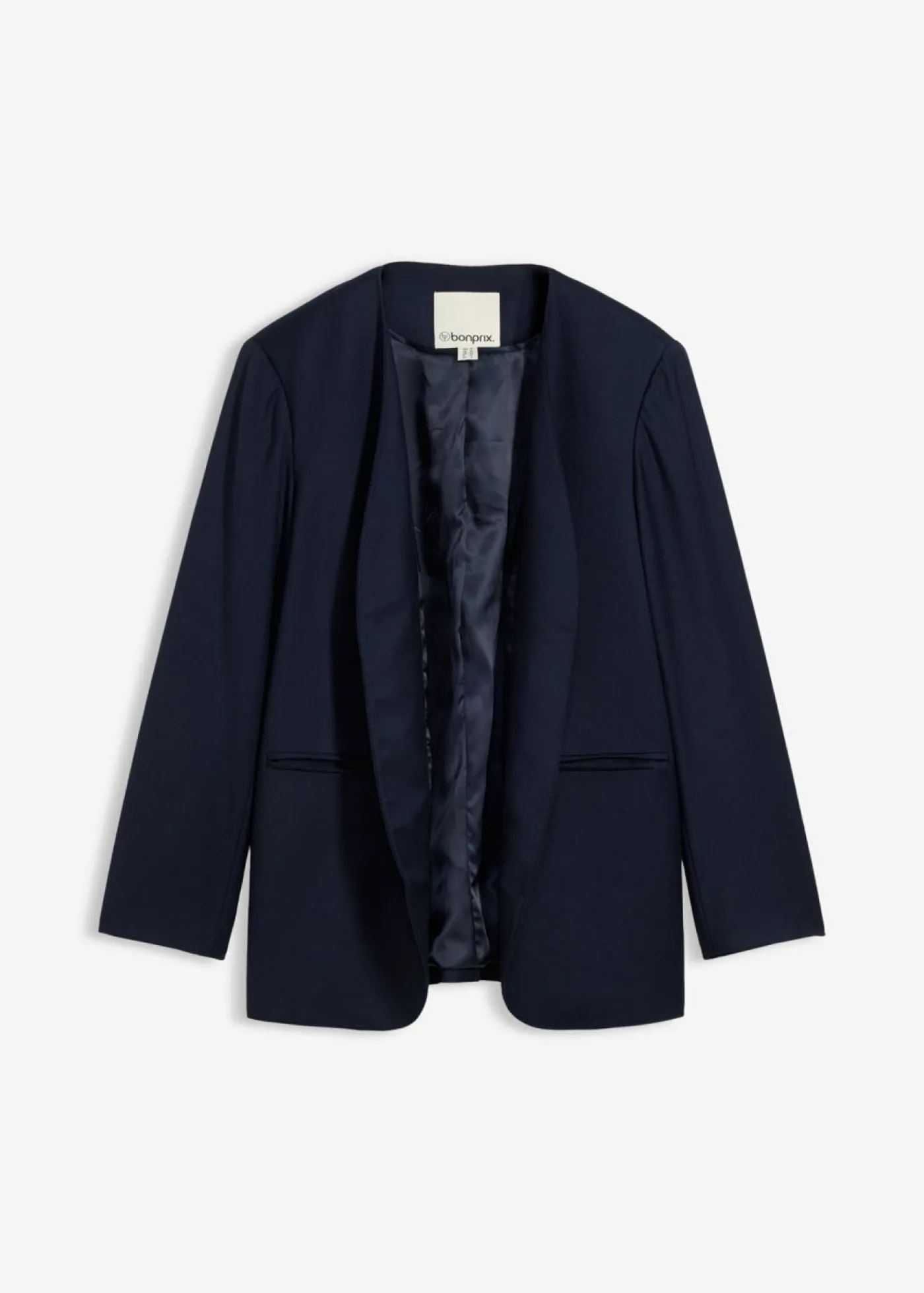 bonprix bonprix Americana sin cuello de suave mezcla de lana Azul marino Online