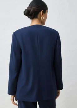 bonprix bonprix Americana sin cuello de suave mezcla de lana Azul marino Online
