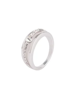bonprix bonprix Anillo con cristales Chapado en rodio plateado Outlet