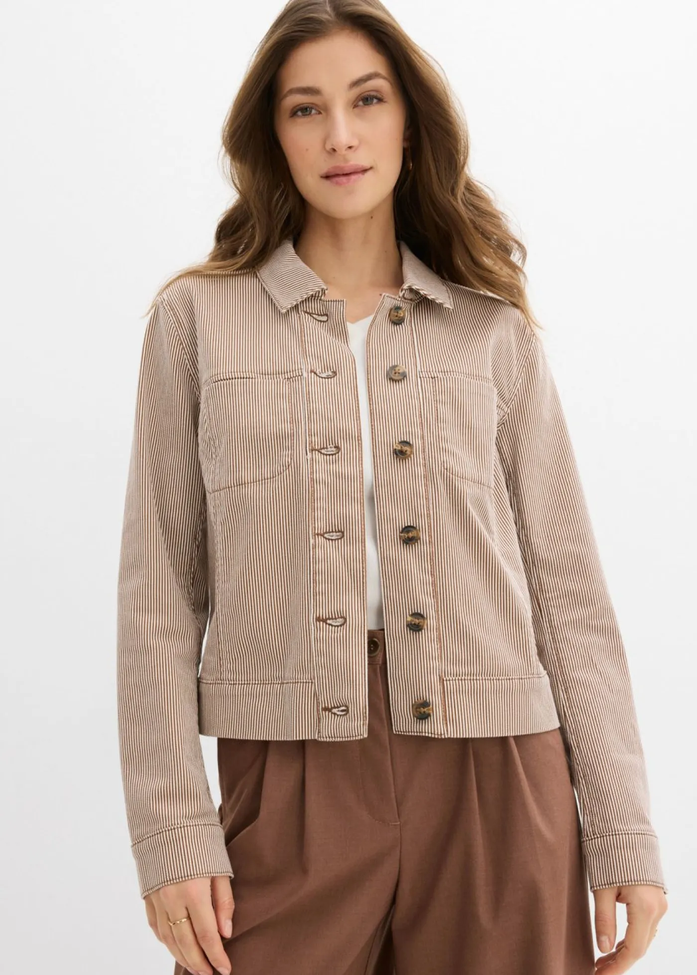 bonprix bonprix Anorak marrón castaño con rayas