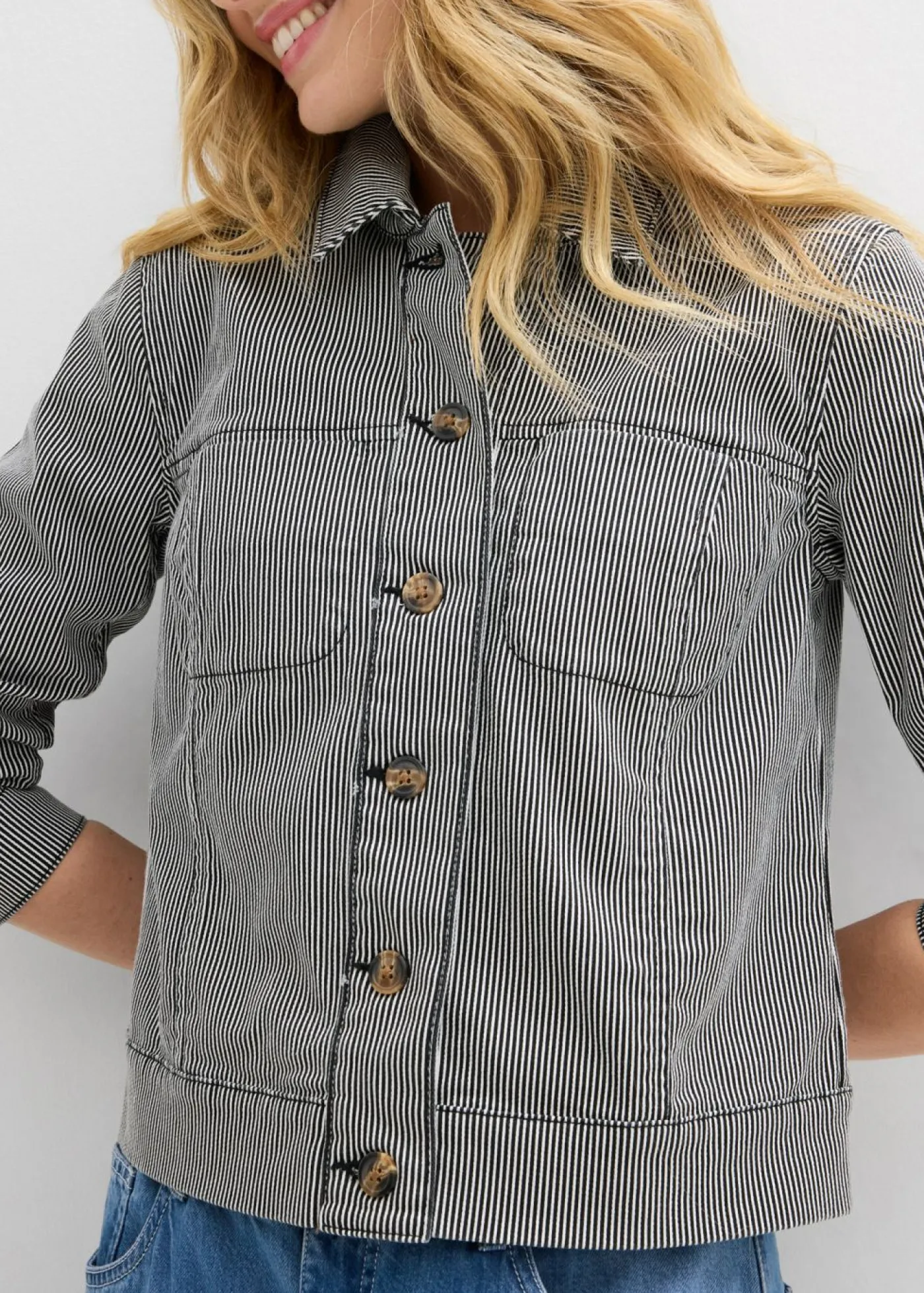 bonprix bonprix Anorak negro con rayas Discount