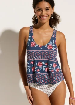 bonprix bonprix Bañador con aspecto de tankini azul-rosa pálido Sale