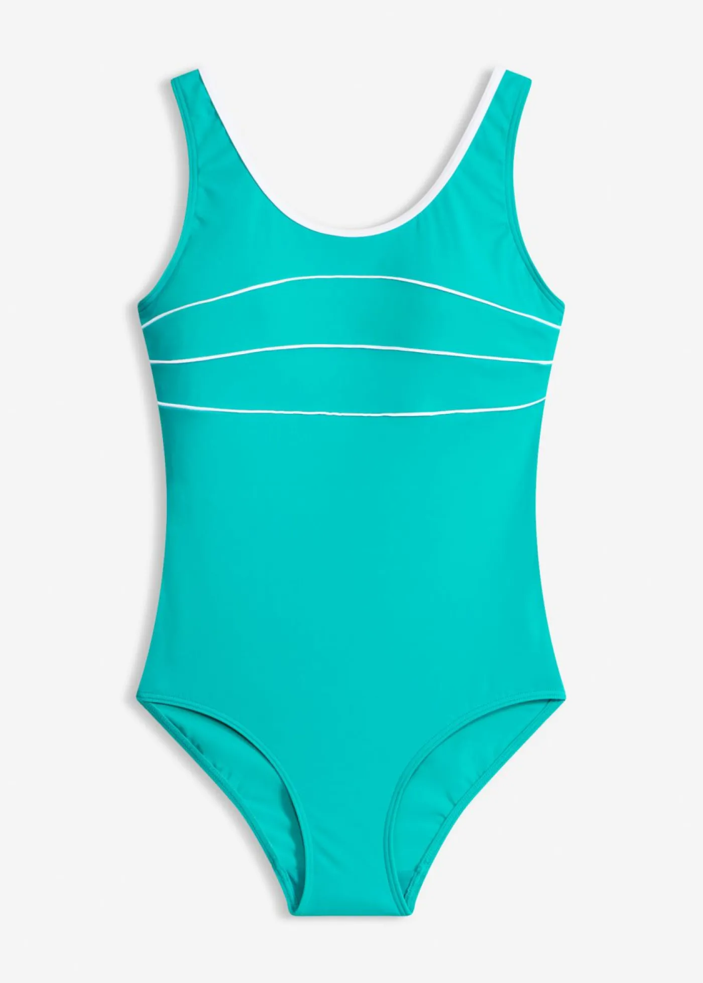 bonprix bonprix Bañador con costuras decorativas Esmeralda-blanco