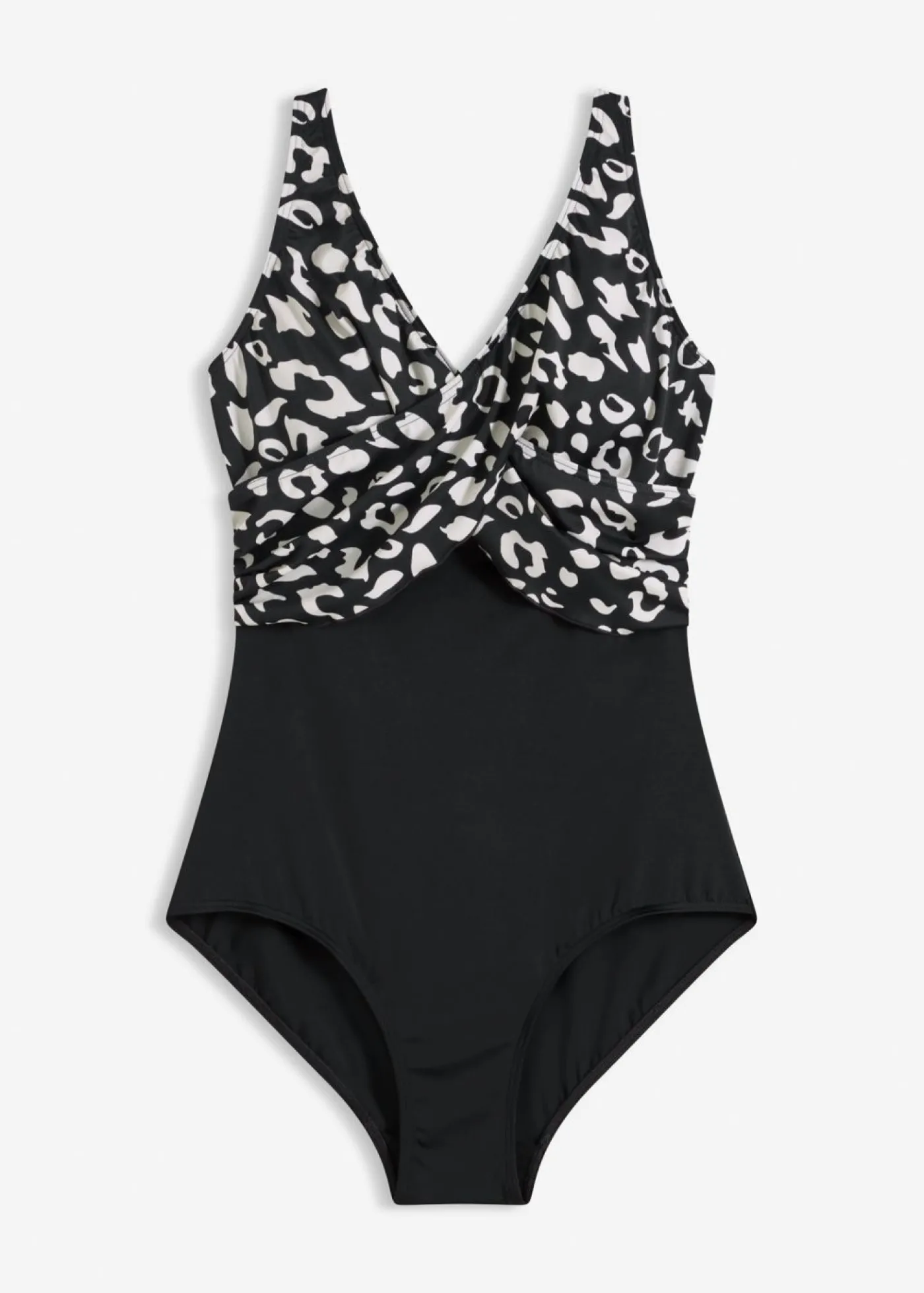 bonprix bonprix Bañador con diseño cruzado Negro-beige, estampado