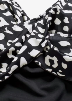 bonprix bonprix Bañador con diseño cruzado Negro-beige, estampado
