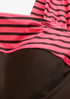 bonprix bonprix Bañador con efecto moldeador medio y tirantes anchos Negro-marrón/baya de rayas New