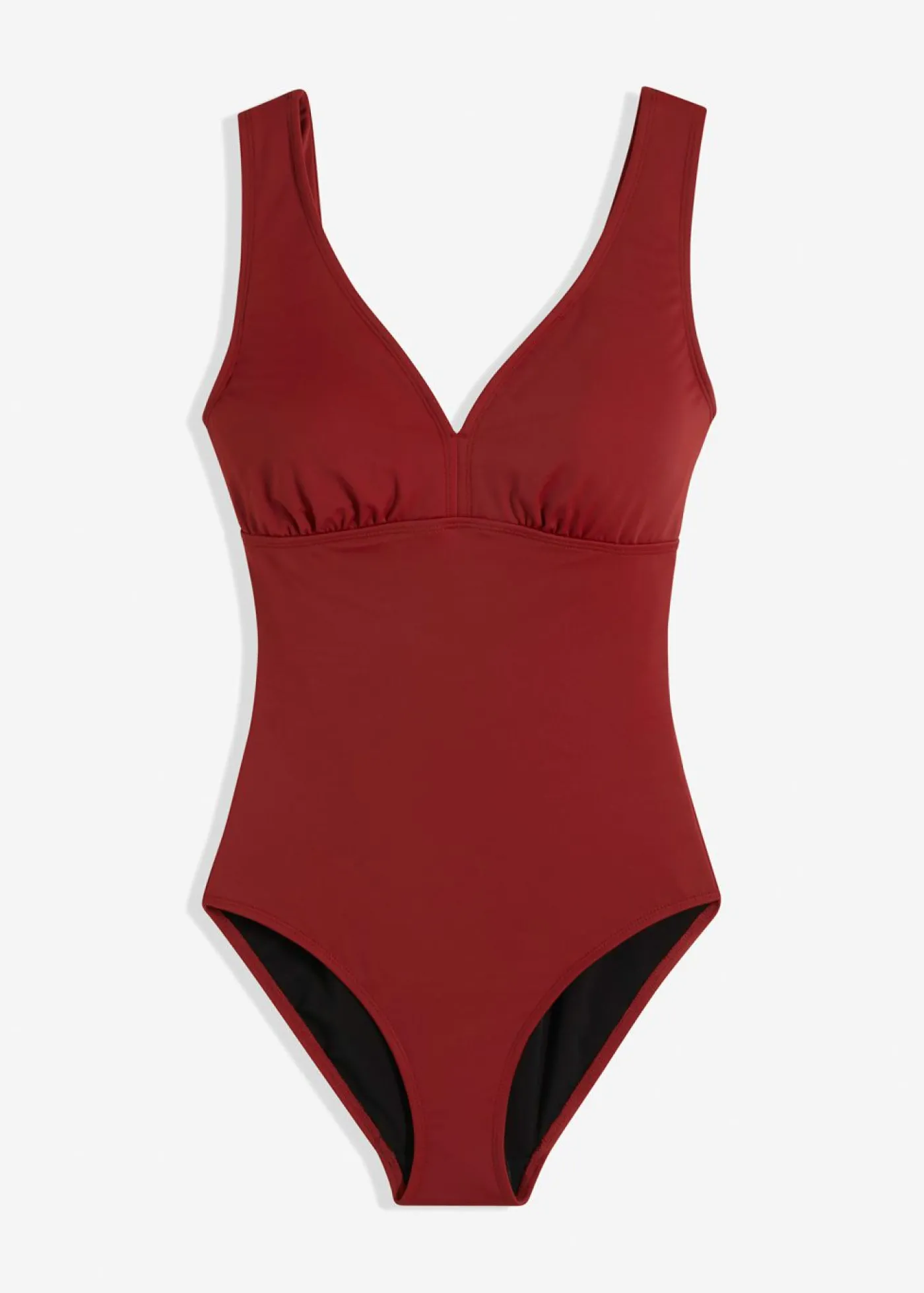 bonprix bonprix Bañador con efecto moldeador medio y escote en V Rojo oscuro Hot