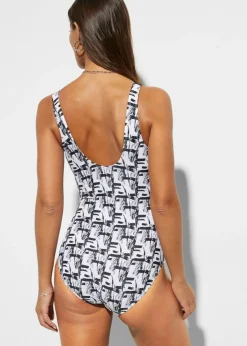 bonprix bonprix Bañador con efecto reductor, nivel 3 Blanco-negro de rayas Clearance