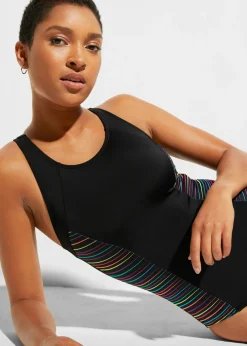 bonprix bonprix Bañador con inserción lateral negro rayas horizontales Discount