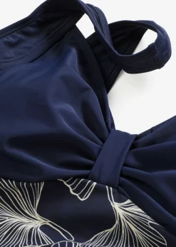 bonprix bonprix Bañador con ligero efecto moldeador e inserción estampada Azul marino Online