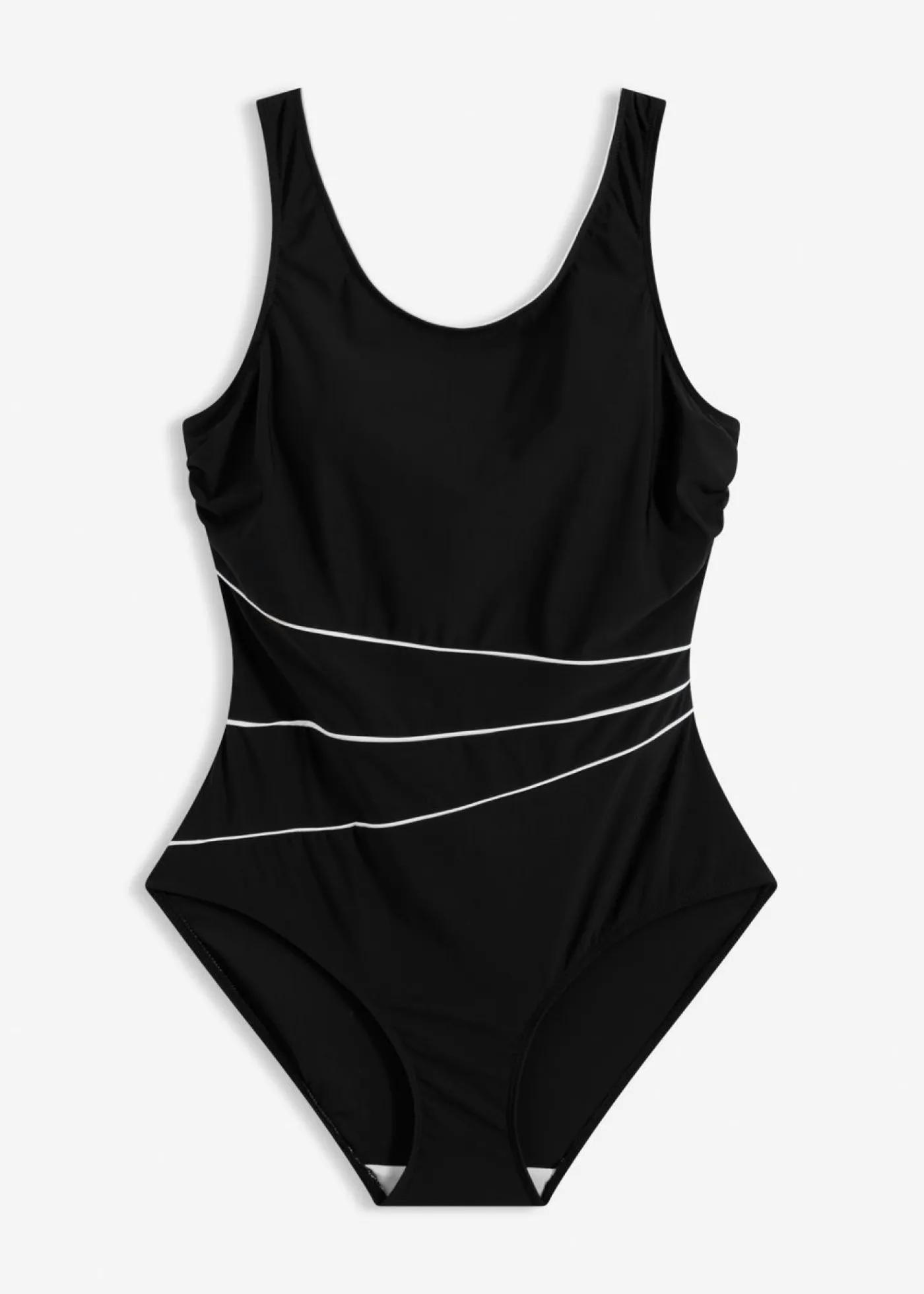 bonprix bonprix Bañador con ligero efecto moldeador y costuras decorativas Negro-blanco