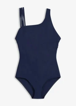 bonprix bonprix Bañador con ligero efecto moldeador de un solo hombro Azul marino New