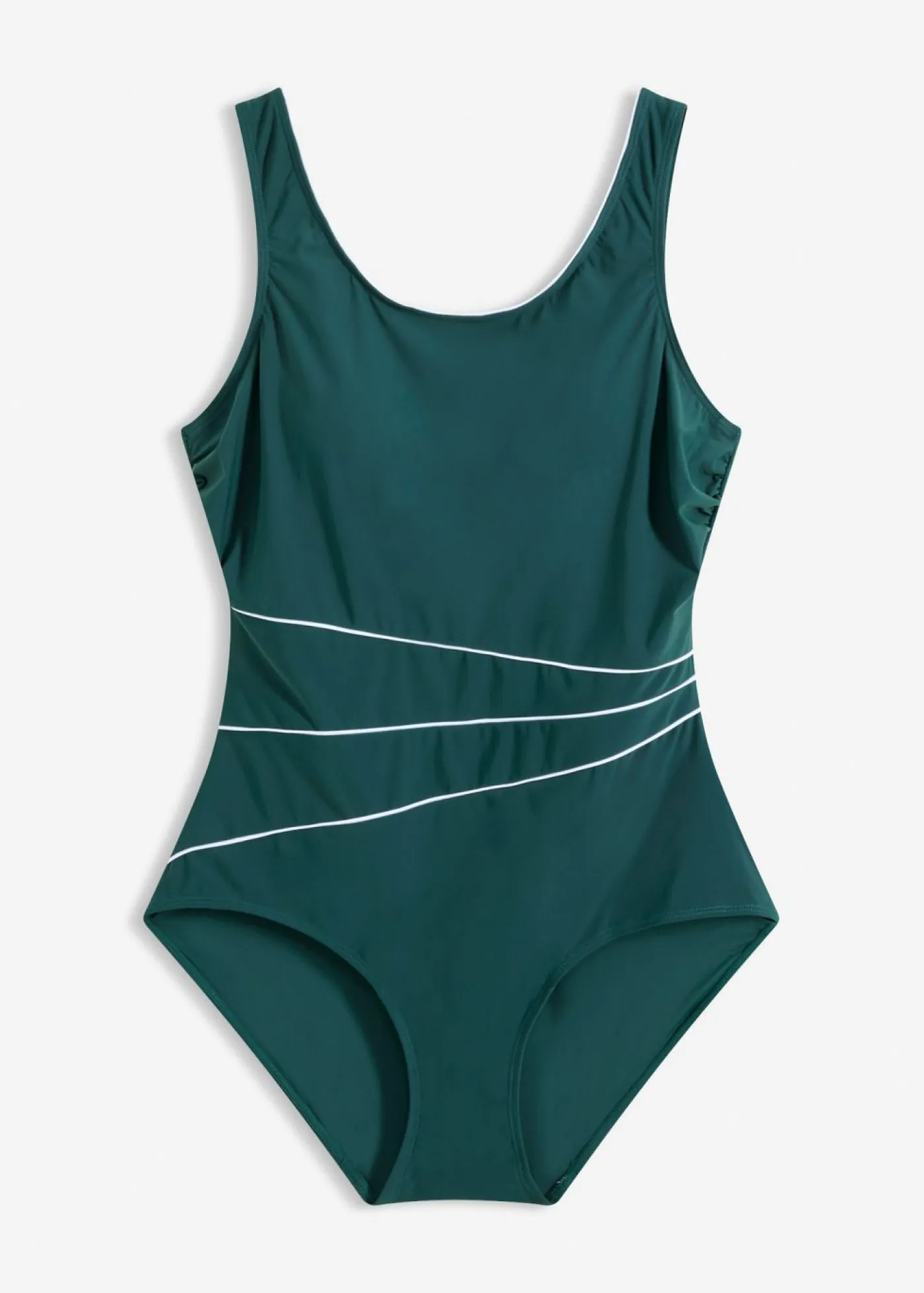 bonprix bonprix Bañador con ligero efecto moldeador y costuras decorativas verde petróleo-blanco Sale