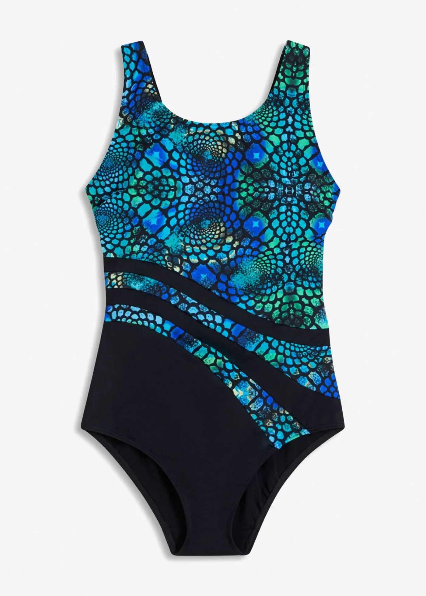 bonprix bonprix Bañador con ligero efecto moldeador Negro-verde-azul Outlet