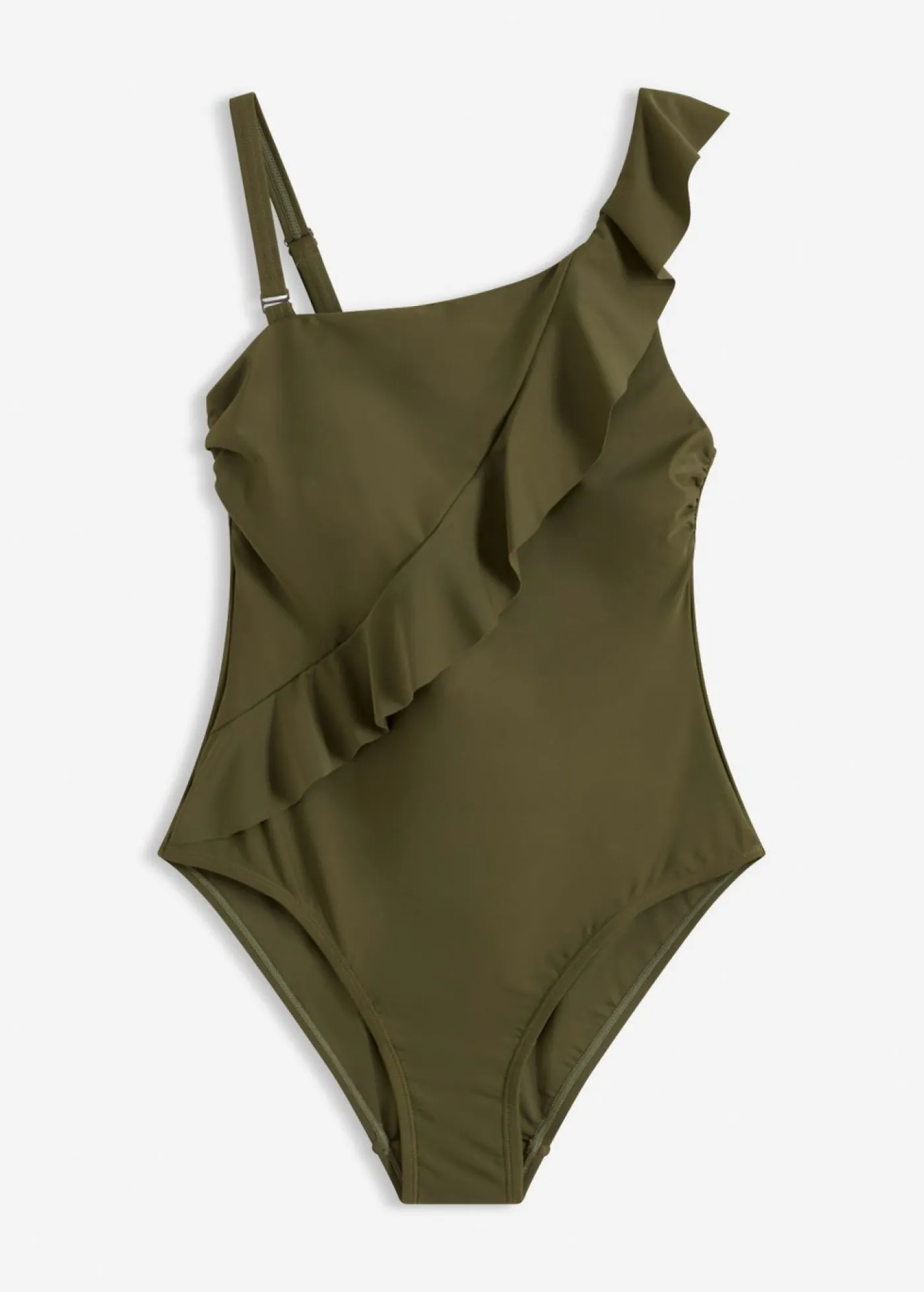 bonprix bonprix Bañador con un hombro al descubierto y tirantes desmontables Verde oliva oscuro Clearance