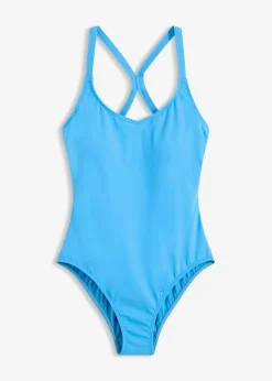 bonprix bonprix Bañador deportivo de material de secado rápido con espalda nadadora azul brillante Discount