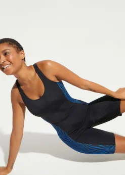 bonprix bonprix Bañador deportivo de material de secado rápido con perneras Negro/Azur Sale