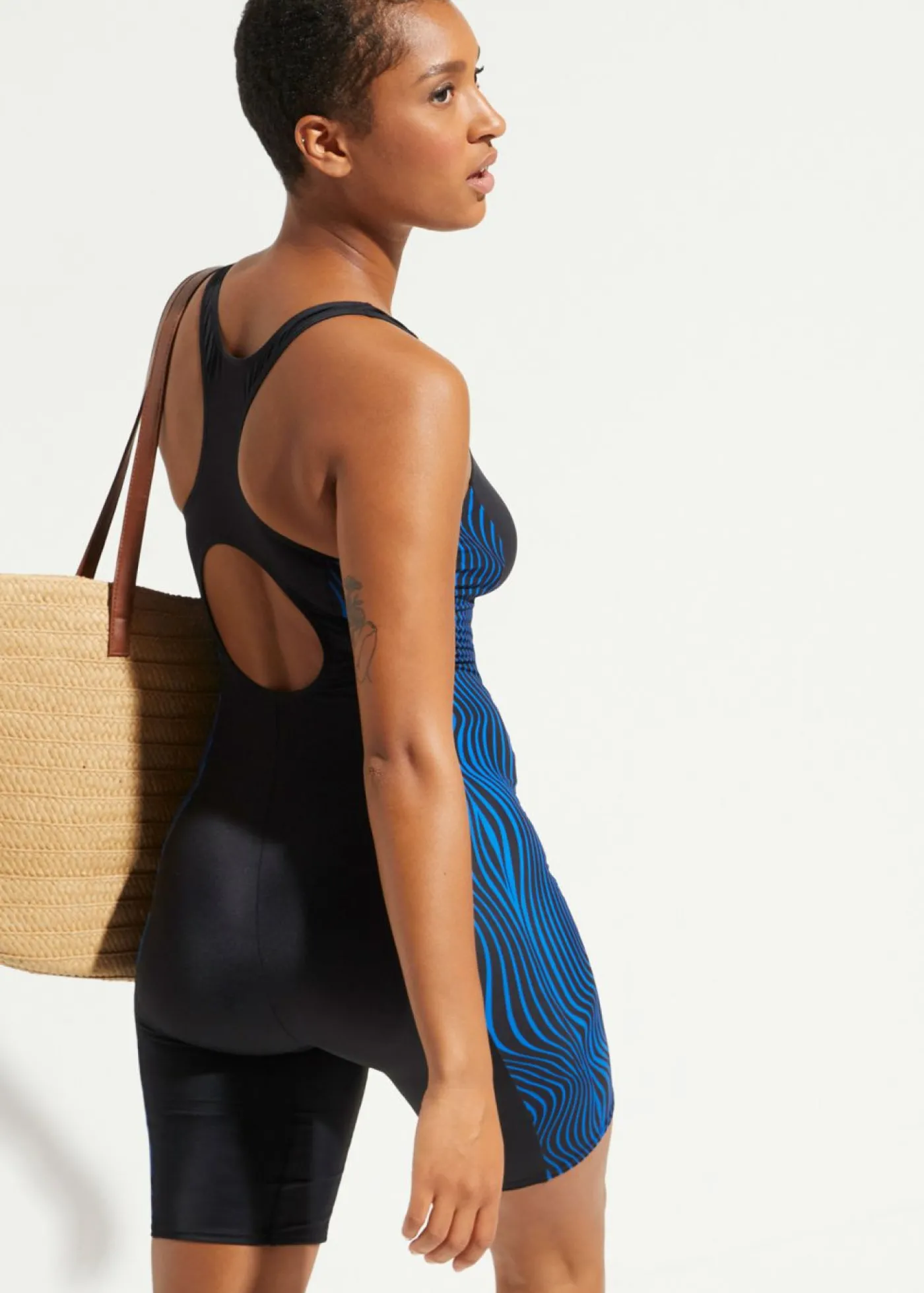 bonprix bonprix Bañador deportivo de material de secado rápido con perneras Negro/Azur Sale