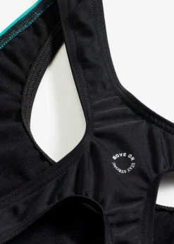 bonprix bonprix Bañador deportivo de material de secado rápido con perneras Negro/azul brillante New