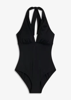 bonprix bonprix Bañador halter con profundo escote en V Negro Hot