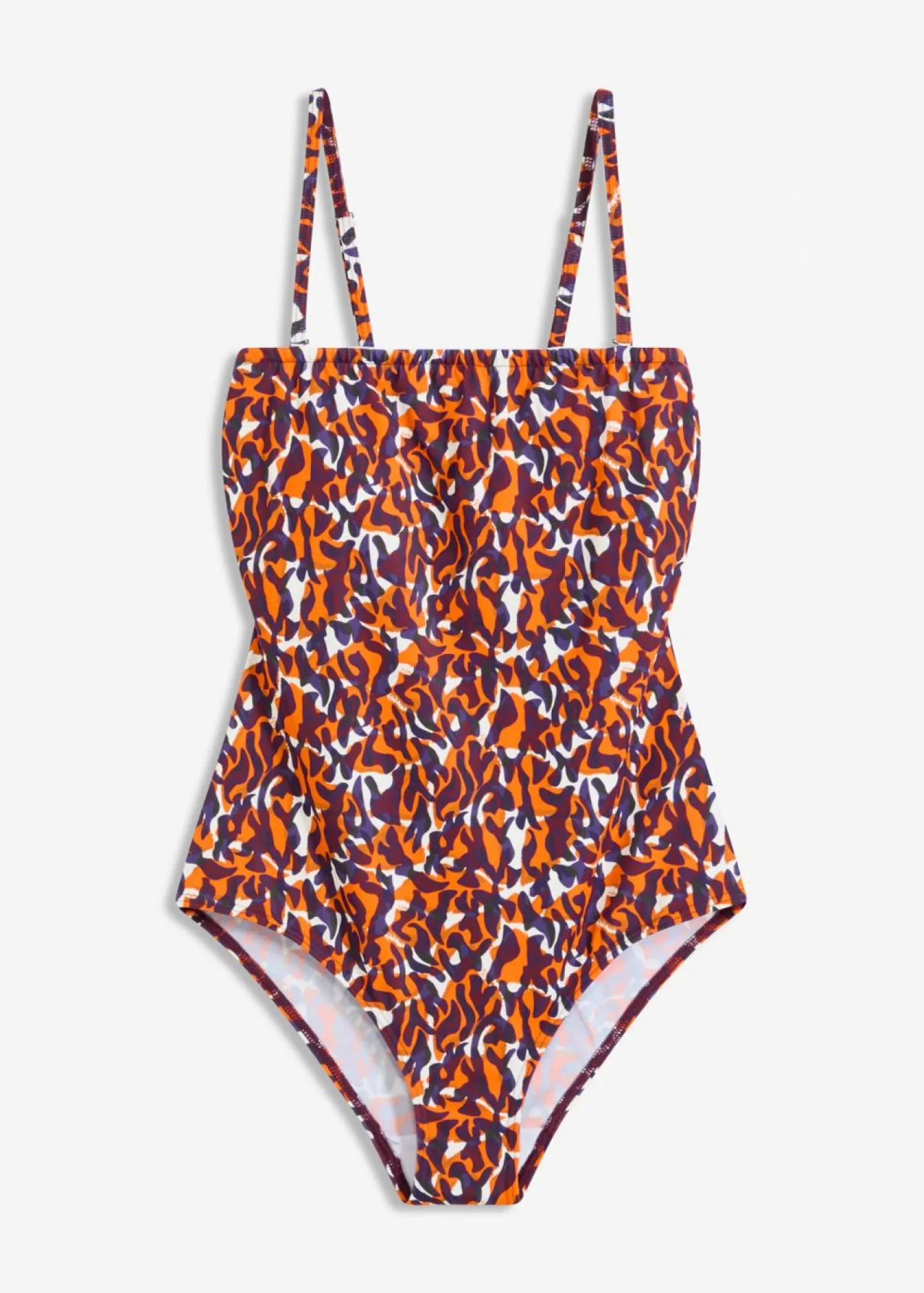 bonprix bonprix Bañador tipo bandeau con tirantes multiusos estampado leo púrpura-marrón claro Clearance