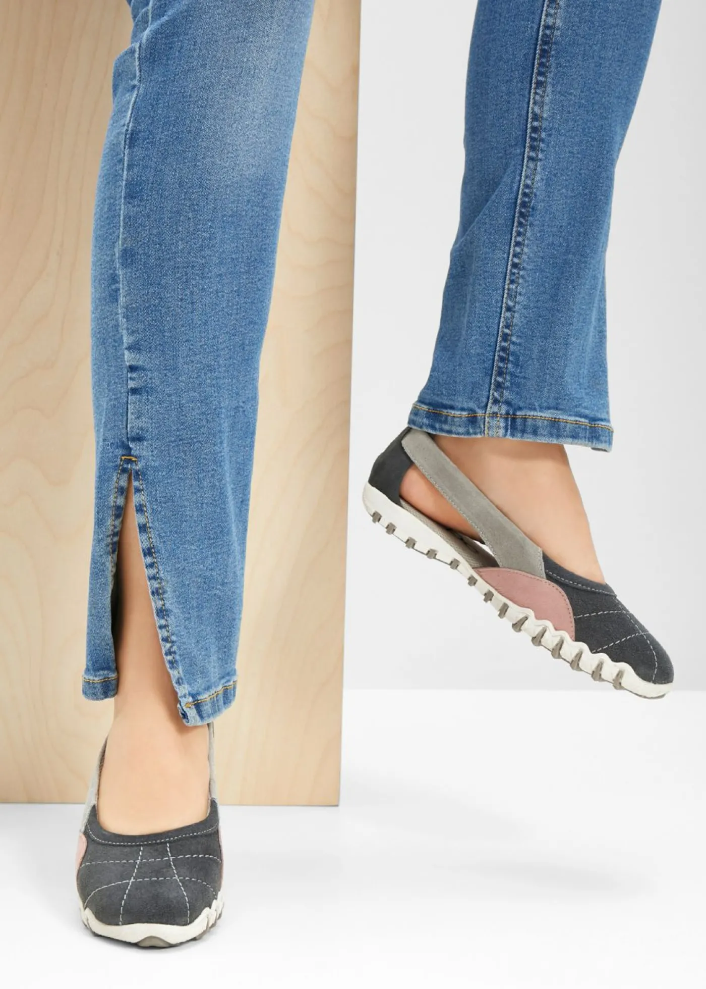 bonprix bonprix Bailarinas de piel Gris-rosa Best