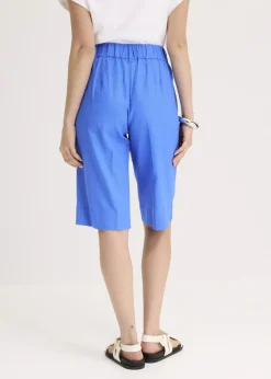 bonprix bonprix Bermudas anchas de mezcla de lino vaporoso azul glaciar Sale