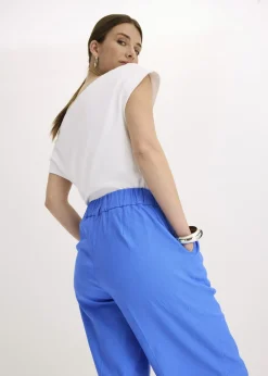 bonprix bonprix Bermudas anchas de mezcla de lino vaporoso azul glaciar Sale