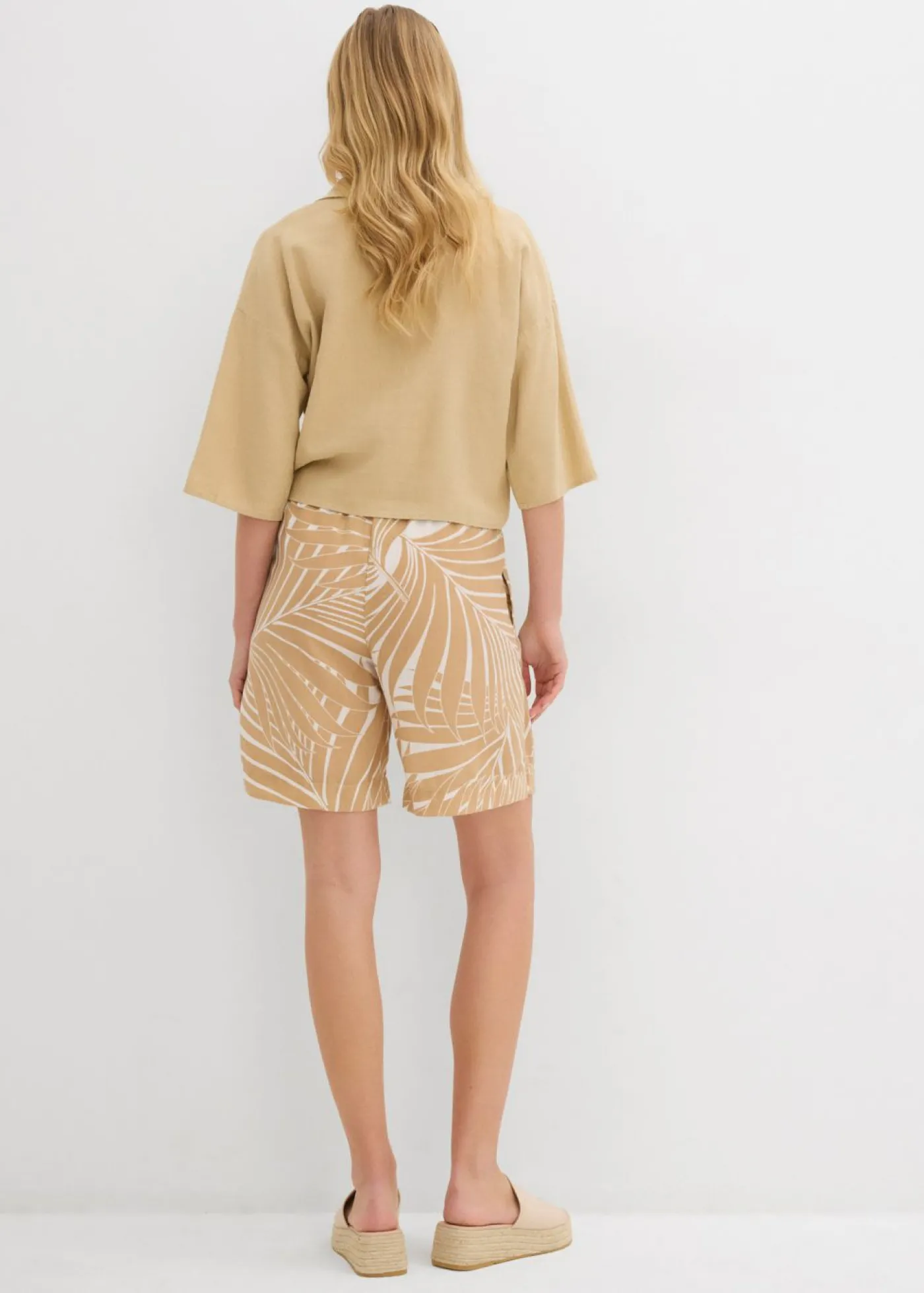 bonprix bonprix Bermudas con cintura elástica blanco lana-beige nuevo Best