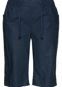 bonprix bonprix Bermudas con lino Azul oscuro Hot