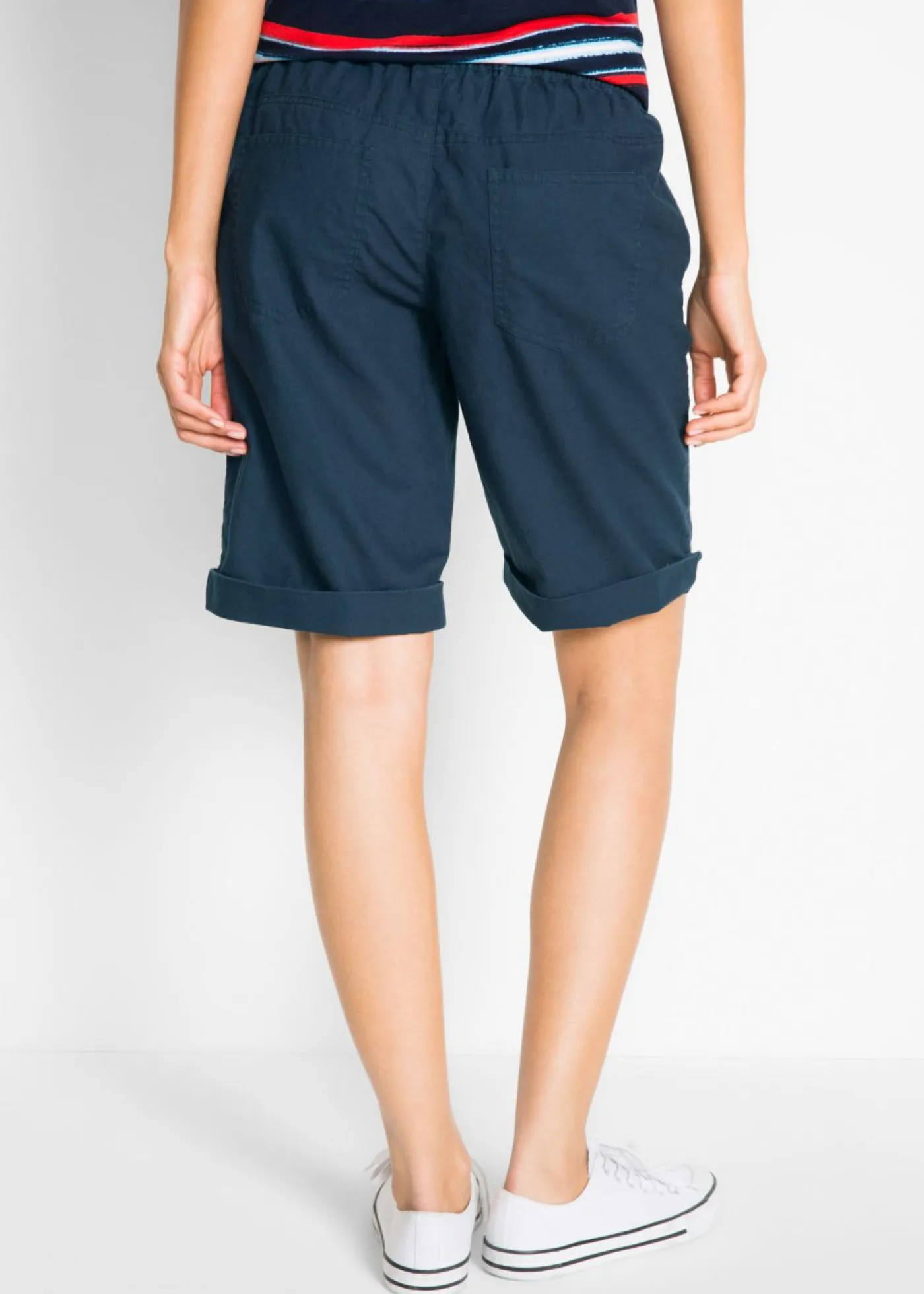 bonprix bonprix Bermudas con lino Azul oscuro Hot