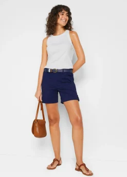 bonprix bonprix Bermudas de algodón con cinturilla elástica Azul noche Discount
