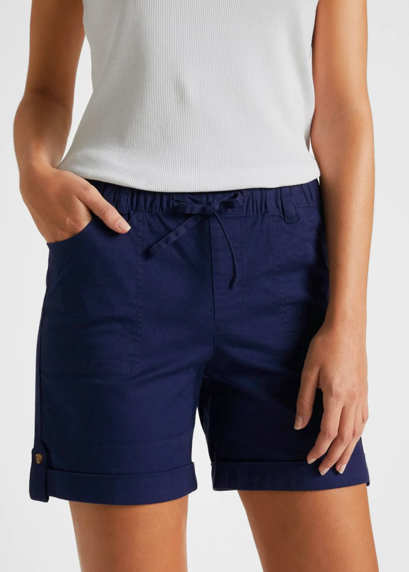 bonprix bonprix Bermudas de algodón con cinturilla elástica Azul noche Discount