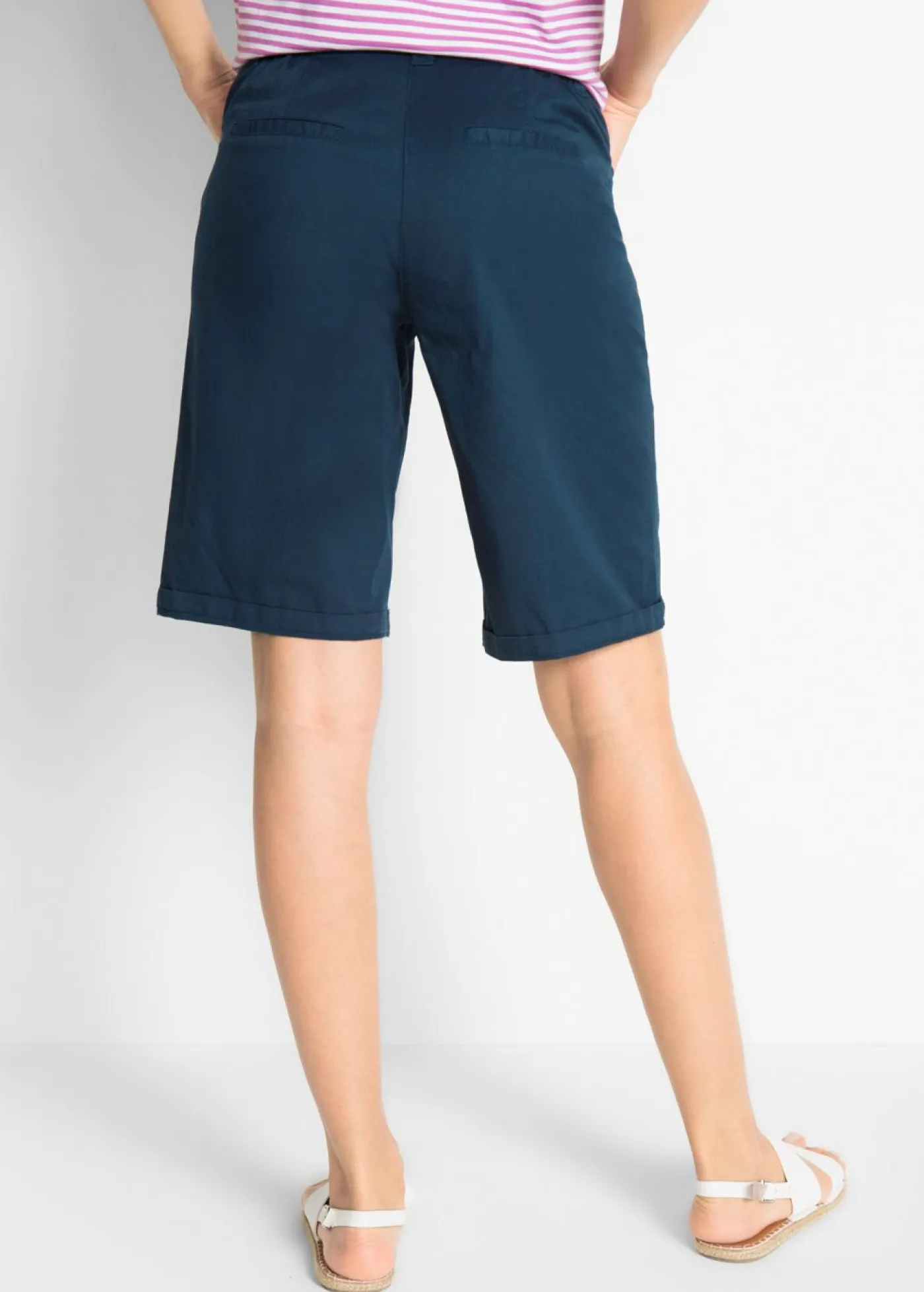 bonprix bonprix Bermudas de algodón con cinturilla cómoda Azul marino
