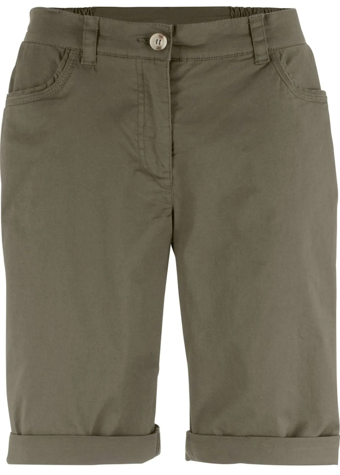 bonprix bonprix Bermudas de algodón con cinturilla cómoda Oliva Sale