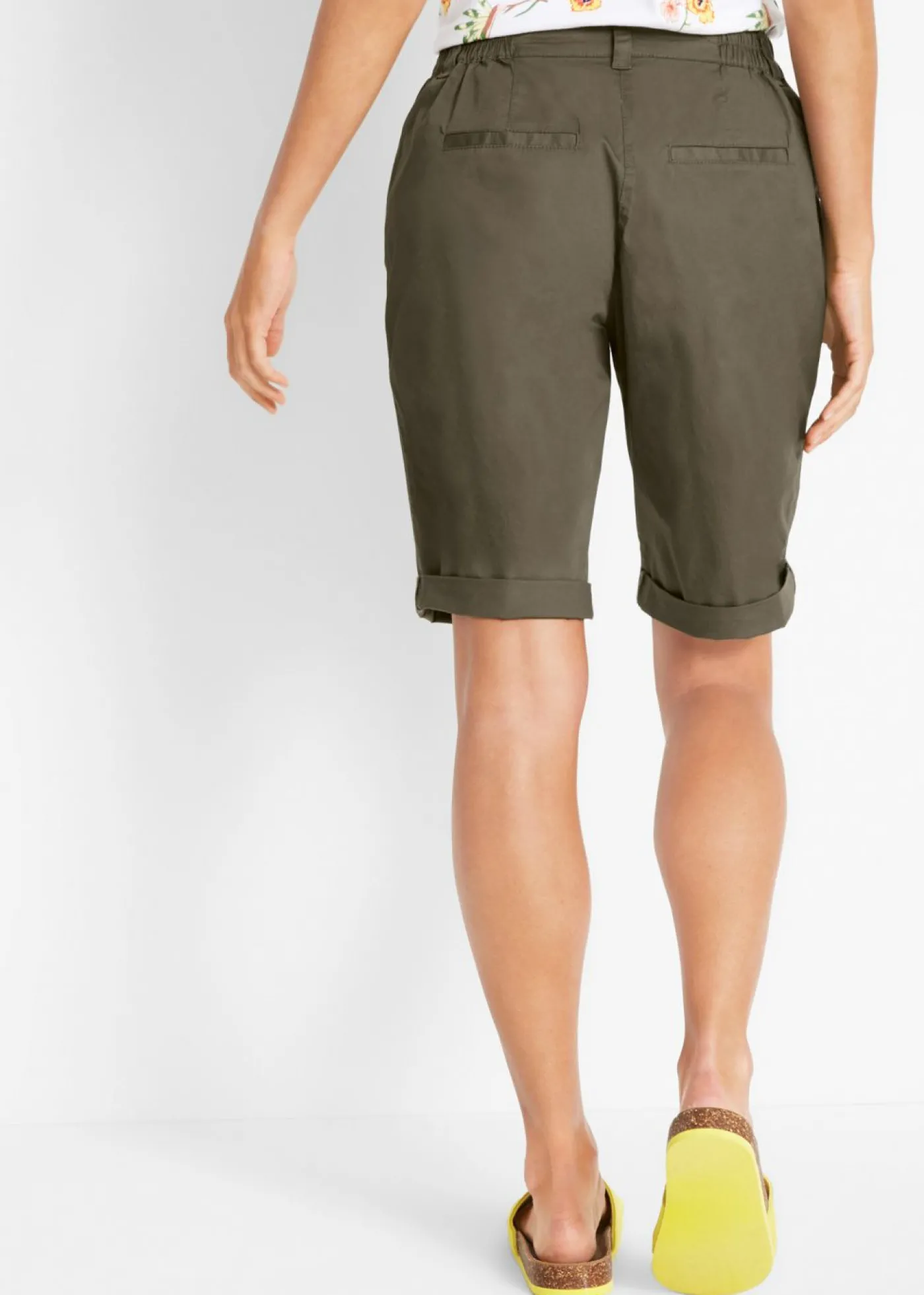 bonprix bonprix Bermudas de algodón con cinturilla cómoda Oliva Sale
