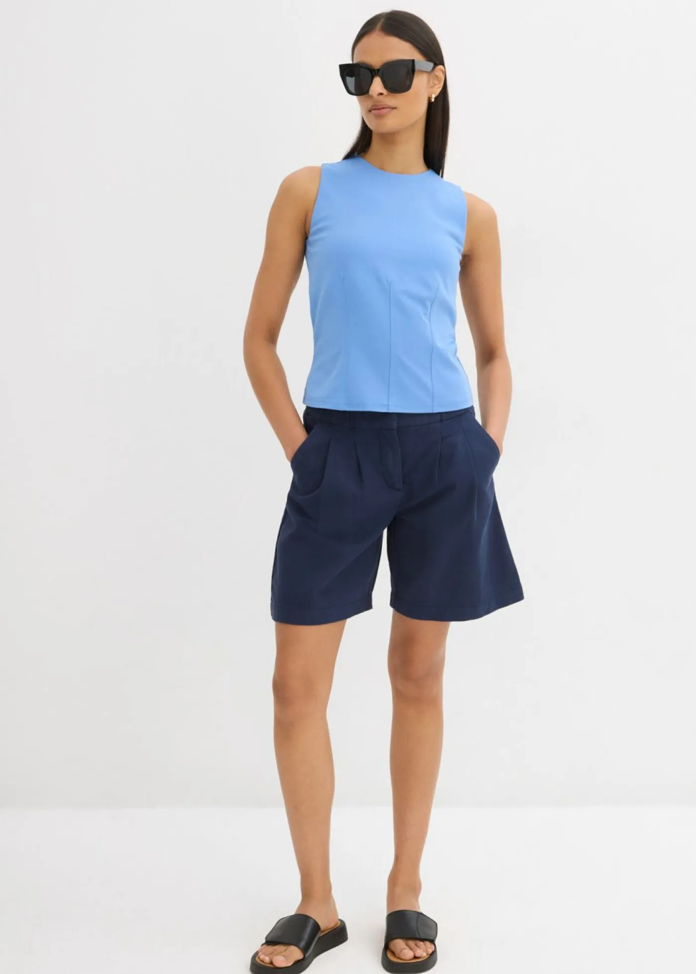 bonprix bonprix Bermudas de algodón puro Azul marino