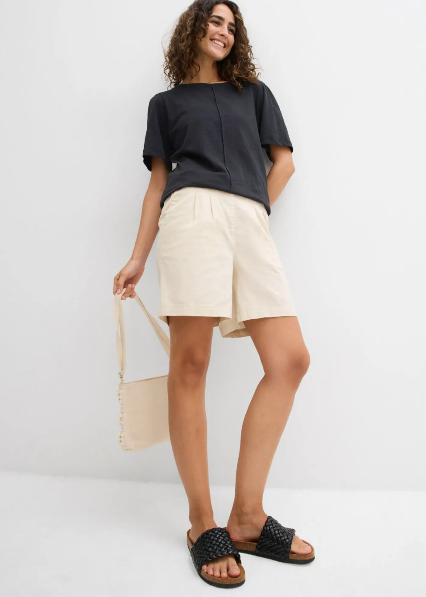 bonprix bonprix Bermudas de algodón puro gris guijarro Sale