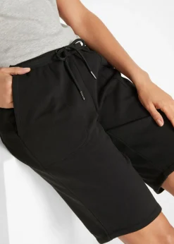 bonprix bonprix Bermudas de chándal de algodón puro Negro Outlet