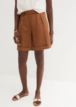 bonprix bonprix Bermudas de lino puro Marrón coñac Discount