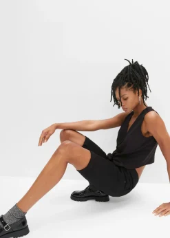 bonprix bonprix Bermudas de mezcla de algodón elástico Negro Discount