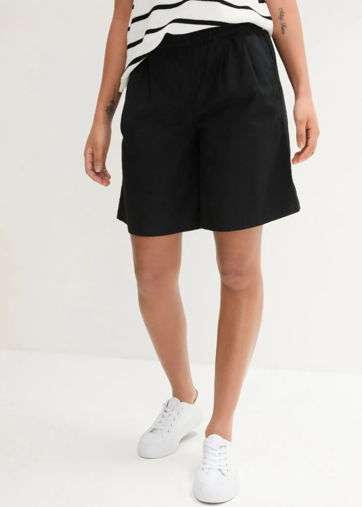 bonprix bonprix Bermudas de mezcla de lino y algodón Negro Online