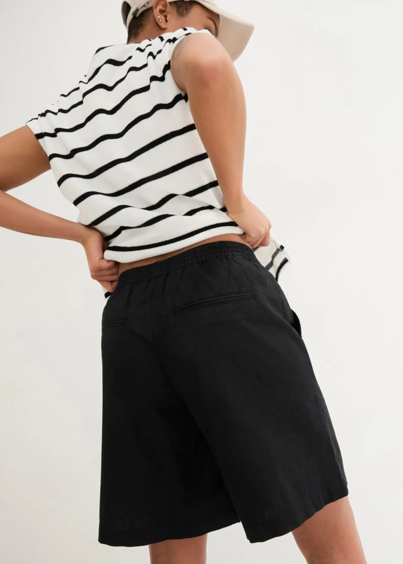 bonprix bonprix Bermudas de mezcla de lino y algodón Negro Online