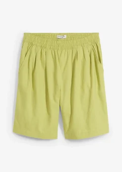 bonprix bonprix Bermudas de mezcla de lino y algodón pistacho mate