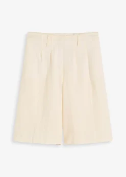 bonprix bonprix Bermudas de mezcla de viscosa suave Blanco-crema Clearance