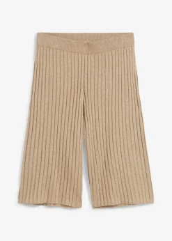 bonprix bonprix Bermudas de punto de mezcla de viscosa con talle alto beige-kaki New