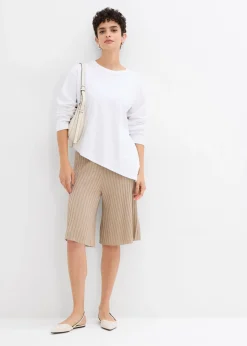 bonprix bonprix Bermudas de punto de mezcla de viscosa con talle alto beige-kaki New