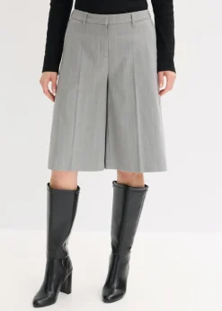 bonprix bonprix Bermudas de raya diplomática con pinzas gris-beige con rayas Clearance
