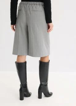 bonprix bonprix Bermudas de raya diplomática con pinzas gris-beige con rayas Clearance